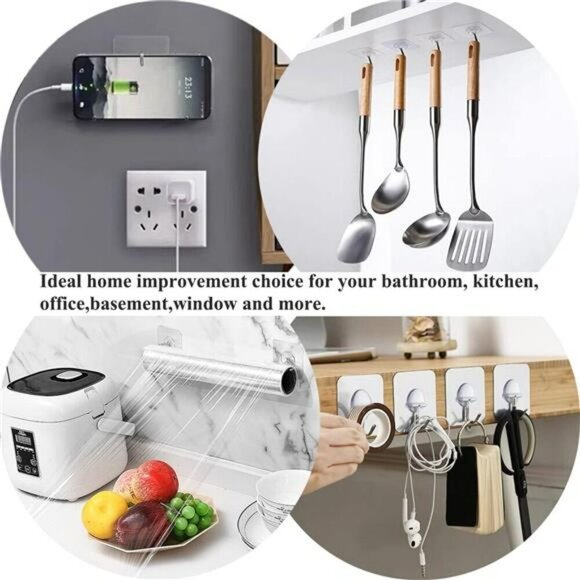 Heavy Duty Adhesive Wall Hooks Waterproof Towel Coat Key Hangers 12 Pack - Picture 5 of 7